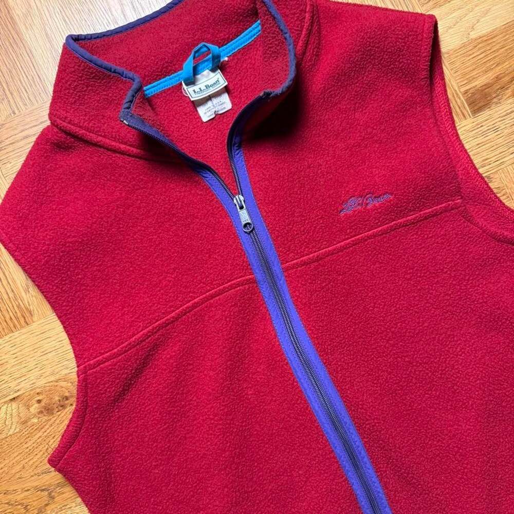 Vintage L.L. Bean Red Fleece Vest Kids XL Women’s Small Full Zip 90s Outdoor